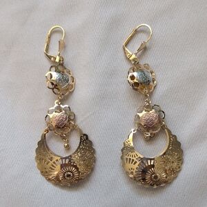 Elegant Gold and Silver Dangle Earrings